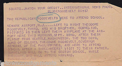 Theodore Roosevelt Boys from Harvard Vintage 1920s News Press Photo - K-townConsignments
