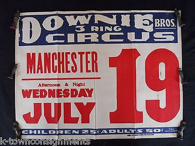 DOWNIE BROS. BIG 3 RING CIRCUS MANCHESTER VINTAGE ADVERTISING CIRCUS POSTER 1936 - K-townConsignments