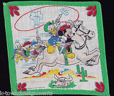 DISNEY MICKEY MOUSE & DONALD DUCK & BOYS VINTAGE MINI WESTERN CARTOON SCARF - K-townConsignments