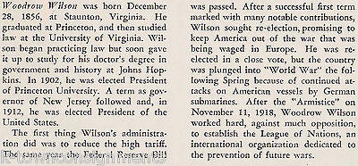 WOODROW WILSON FIRST WORLD WAR VINTAGE GRAPHIC ILLUSTRATION PRINT - K-townConsignments