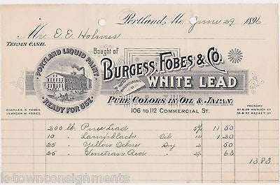 BURGESS FOBES WHITE LEAD OIL & JAPAN PAINTS PORTLAND ME ANTIQUE ADVERTISING 1896 - K-townConsignments