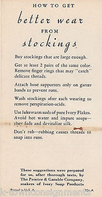 HOW TO WASH YOUR STOCKINGS VINTAGE WOMANS HOSERY GRAPHIC AD FLYER - K-townConsignments