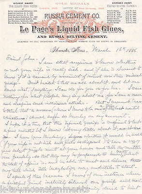 RUSSIA CEMENT CO LIQUID FISH GLUES ANTIQUE ENGRAVING STATIONERY LETTER - K-townConsignments