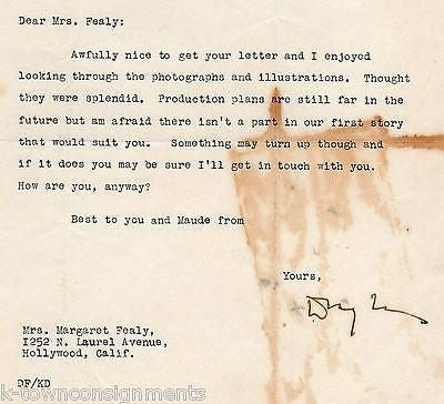 DOUGLAS FAIRBANKS MOVIE ACTOR AUTOGRAPH SIGNED LETTERHEAD 10mo BEFORE DEATH 1939 - K-townConsignments