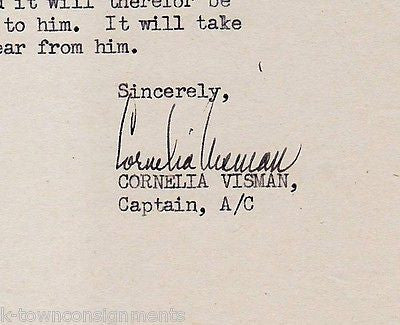 CORNELIA VISMAN WAAC MILITARY WOMAN AUTOGRAPH SIGNED 3RD AIR DIVISION STATIONERY - K-townConsignments