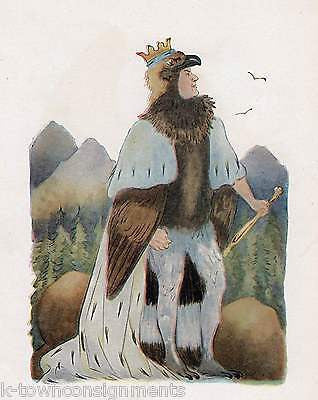 EAGLE MAN & INDIGO BUNTING VINTAGE KIDS ILLUSTRATION PRINT FROM BIRD CHILDREN - K-townConsignments