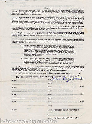 CHAMPION MUSIC NORMAN WIESTROER AUTOGRAPH SIGNED SONG-WRITER CONTRACT 1950s - K-townConsignments