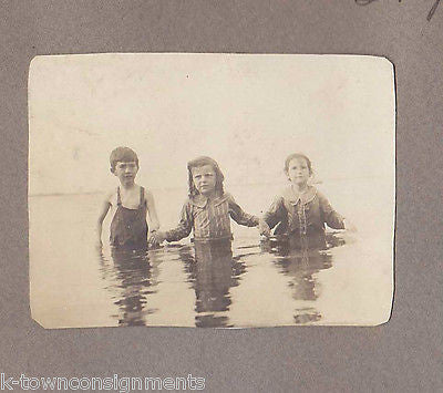 BOYS & GIRLS SWIMMING WITHOUT SUITS ANTIQUE SNAPSHOT PHOTOS 1914 - K-townConsignments