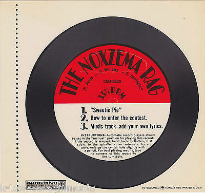 THE NOXZEMA RAG 'SWEETIE PIE' SONG VINTAGE ADVERTISEMENT PROMO COLUMBIA RECORD - K-townConsignments