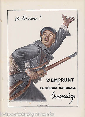 FRENCH SOLDIER NATIONAL DEFENSE VINTAGE WWI GRAPHIC ART POSTER PRINT - K-townConsignments