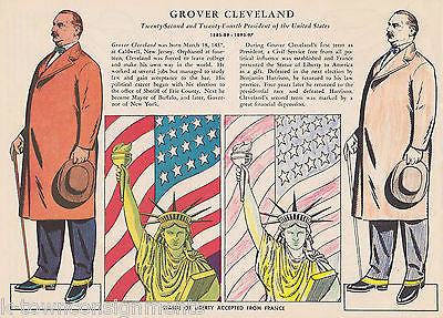 GROVER CLEVELAND STATUE OF LIBERTY GIFT VINTAGE GRAPHIC ILLUSTRATION PRINT - K-townConsignments