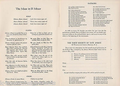 BACH SOCIETY PRESENTS MASS IN B MINOR VINTAGE 1930s SYMPHONY ORCHESTRA PROGRAM - K-townConsignments