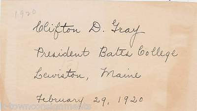 CLIFTON GRAY BATES COLLEGE PRESIDENT MAINE VINTAGE AUTOGRAPH SIGNATURE CLIPPING - K-townConsignments