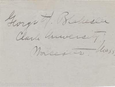 GEORGE BLAKESLEE CLARK UNIVERSITY HISTORY PROF AUTOGRAPH SIGNED CLIPPING - K-townConsignments