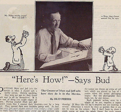 BUD FISHER MUTT AND JEFF COMIC CARTOON ILLUSTRATOR VINTAGE 1920s NEWS ARTICLE - K-townConsignments