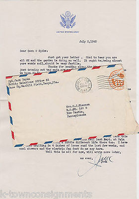 JACK BRYAN WWII CARTOONIST VINTAGE AUTOGRAPH SIGNED ARMY STATIONERY LETTER 1943 - K-townConsignments