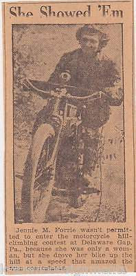 JENNIE FORRIE FEMALE MOTORCYCLE RACER CRASHES HILL CLIMB RACING EVENT NEWS CLIP - K-townConsignments