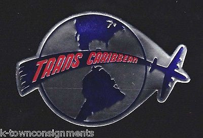 TRANS CARIBBEAN AIRLINES VINTAGE GRAPHIC AIRPLANE LUGGAGE TAG STICKER - K-townConsignments