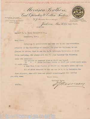 MORRISON BROTHERS COAL & COTTON ATLAS CEMENT AUTOGRAPH SIGNED AD STATIONERY - K-townConsignments