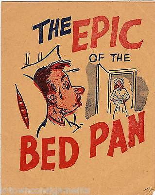 EPIC BED PAN POEM VINTAGE HOSPITAL NURSE DOCTOR HUMOR GRAPHIC ART GREETINGS CARD - K-townConsignments