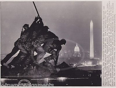 WWII MARINES WAR MEMORIAL WASHINGTON DC MONUMENTS VINTAGE NEWS PRESS PHOTO 1954 - K-townConsignments