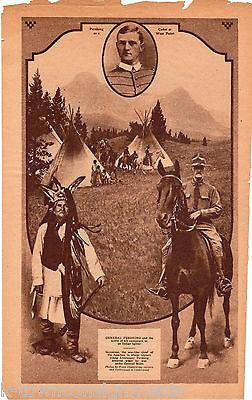 GENERAL JOHN PERSHING GERONIMO APACHE INDIAN FIGHTER ANTIQUE NEWS POSTER PRINT - K-townConsignments