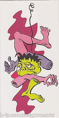 FRANKENSTEIN MONSTER VINTAGE UNUSED GRAPHIC ART HALLOWEEN GET WELL CARD - K-townConsignments