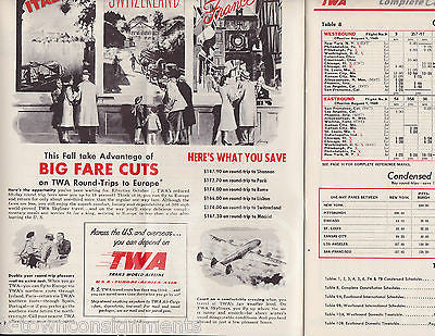 TRANS WORLD AIRLINE VINTAGE TWA SPAIN FLIGHT GRAPHIC SCHEDULE TIMETABLE BROCHURE - K-townConsignments