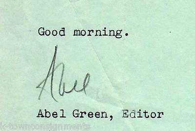 ABLE GREEN VARIETY MAGAZINE EDITOR VINTAGE AUTOGRAPH SIGNED STATIONERY LETTER - K-townConsignments