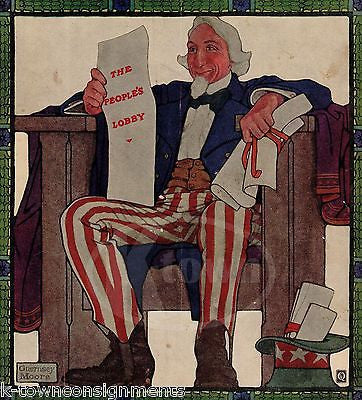 WASHINGTON DC LOBBYING ANTIQUE UNCLE SAM GRAPHIC ART MAGAZINE COVER PRINT 1907 - K-townConsignments