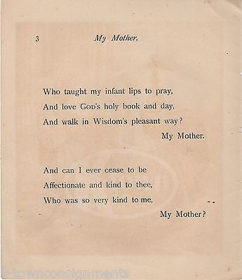 MOTHER TEACHES DAUGHTER TO PRAY ANTIQUE MOTHER'S DAY POEM GRAPHIC ART PRINT - K-townConsignments