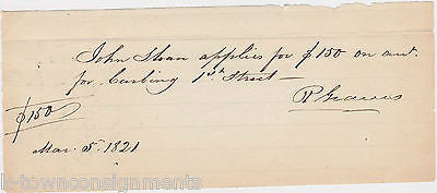 1820s EARLY CALIFORNIA STREET CURB PAVING HANDWRITTEN RECEIPT FOR $150 LABOR - K-townConsignments