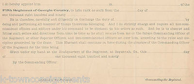 5th REGIMENT OF THE GEORGIA CALVALRY BLANK CIVIL WAR MILITARY PROMOTION DOCUMENT - K-townConsignments