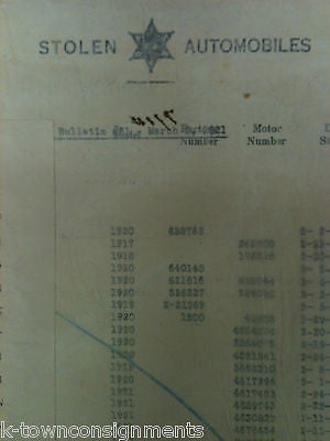 1920s AUTOMOBILE CAR THEFT POLICE & INSURANCE DOCUMENTS LOT - K-townConsignments