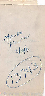 MAUDE FULTON STAGE & MOVIE ACTRESS  VINTAGE 1916 PASTE-UP NEWS PRESS PHOTO - K-townConsignments