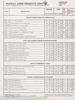 STANLEY COMB PRODUCTS VINTAGE HAIR STYLING SALON GRAPHIC ADVERTISING SALES FLYER - K-townConsignments
