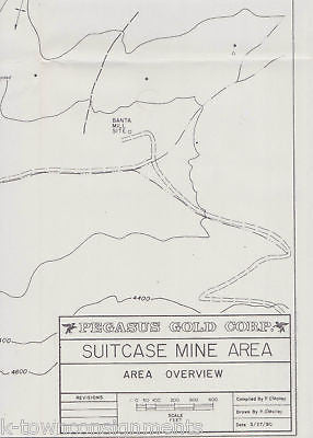 PEGASUS GOLD CORP SUITCASE MINE AREA VINTAGE MAP - K-townConsignments