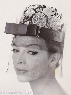 LILLY DACHE MODEL NANCY WESTBROOK VINTAGE VEILED HAT SIDE GLANCE FASHION PHOTO - K-townConsignments