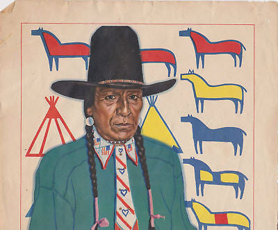 LITTLE PLUME NATIVE AMERICAN GRAPHIC ART POSTER PRINT - K-townConsignments