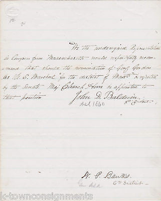 NATHANIEL BANKS CIVIL WAR GENERAL AUTOGRAPH SIGNED US MARSHALL RELATED LETTER - K-townConsignments