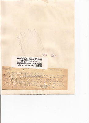 WILLIAM JANSEN PRESS PHOTO SUPERINTENDENT NEW YORK 1947 - K-townConsignments