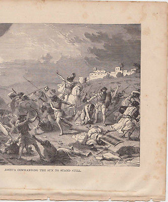 Josua Battle Scene 1870s Jewish Antique Engraving Print - K-townConsignments