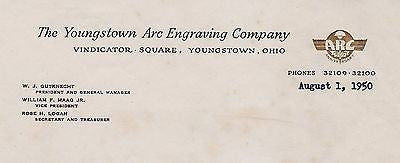 BILL GUTKNECHT YOUNGSTOWN ARC ENGRAVING CO OHIO VINTAGE SIGNED STATIONERY LETTER - K-townConsignments