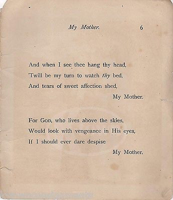 MOTHER TEACHING DAUGHTERS & SON ANTIQUE MOTHER'S DAY POEM GRAPHIC ART PRINT - K-townConsignments