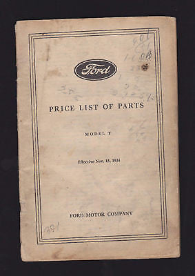 FORD MODEL T VINTAGE AUTOMOTIVE PARTS PRICE LIST 1934 - K-townConsignments