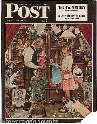 ANTIQUE SHOP DOLLS NORMAN ROCKWELL VINTAGE POST MAGAZINE COVER GRAPHIC PRINT - K-townConsignments