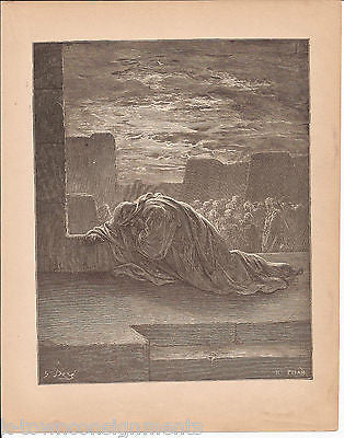 Prayer of Ezra 1870 Antique Bible Engraving Print Ezra IX - K-townConsignments