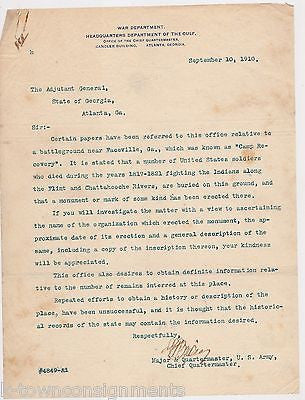 GEORGIA MILITARY AUTOGRAPH SIGNED WAR DEPARTMENT INDIAN WAR SOLDIERS DOCUMENT - K-townConsignments