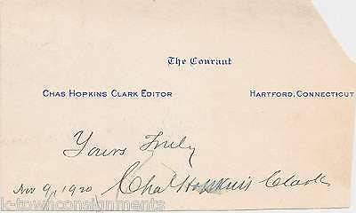 CHAS HOPKINS CLARK 'THE COURANT' EDITOR VINTAGE AUTOGRAPH SIGNATURE CLIPPING - K-townConsignments