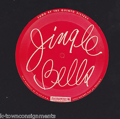 JINGLE BELLS CHRISTMAS QUINTO SISTERS VINTAGE AURAVISION FLOPPY PROMO RECORD - K-townConsignments